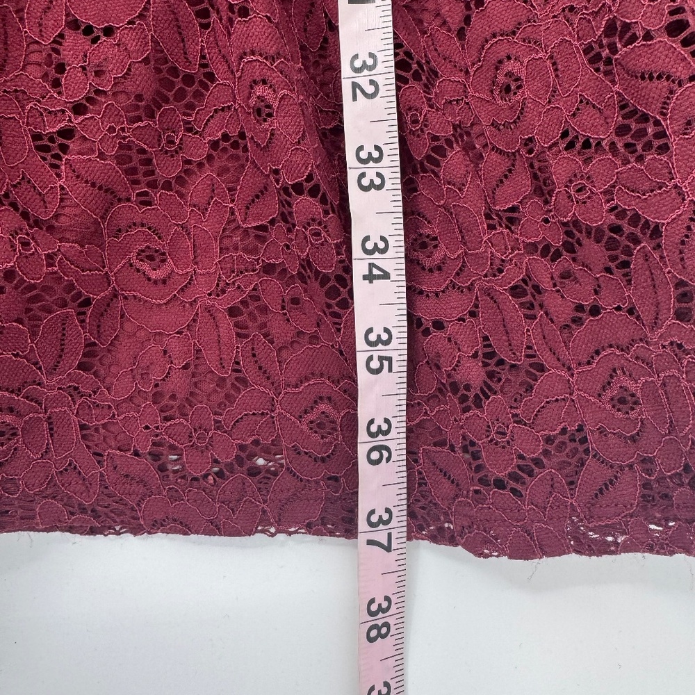 LC Lauren Conrad Dress Women Large Red Lace Midi Peasant Cottagecore Prairie - Picture 15 of 16